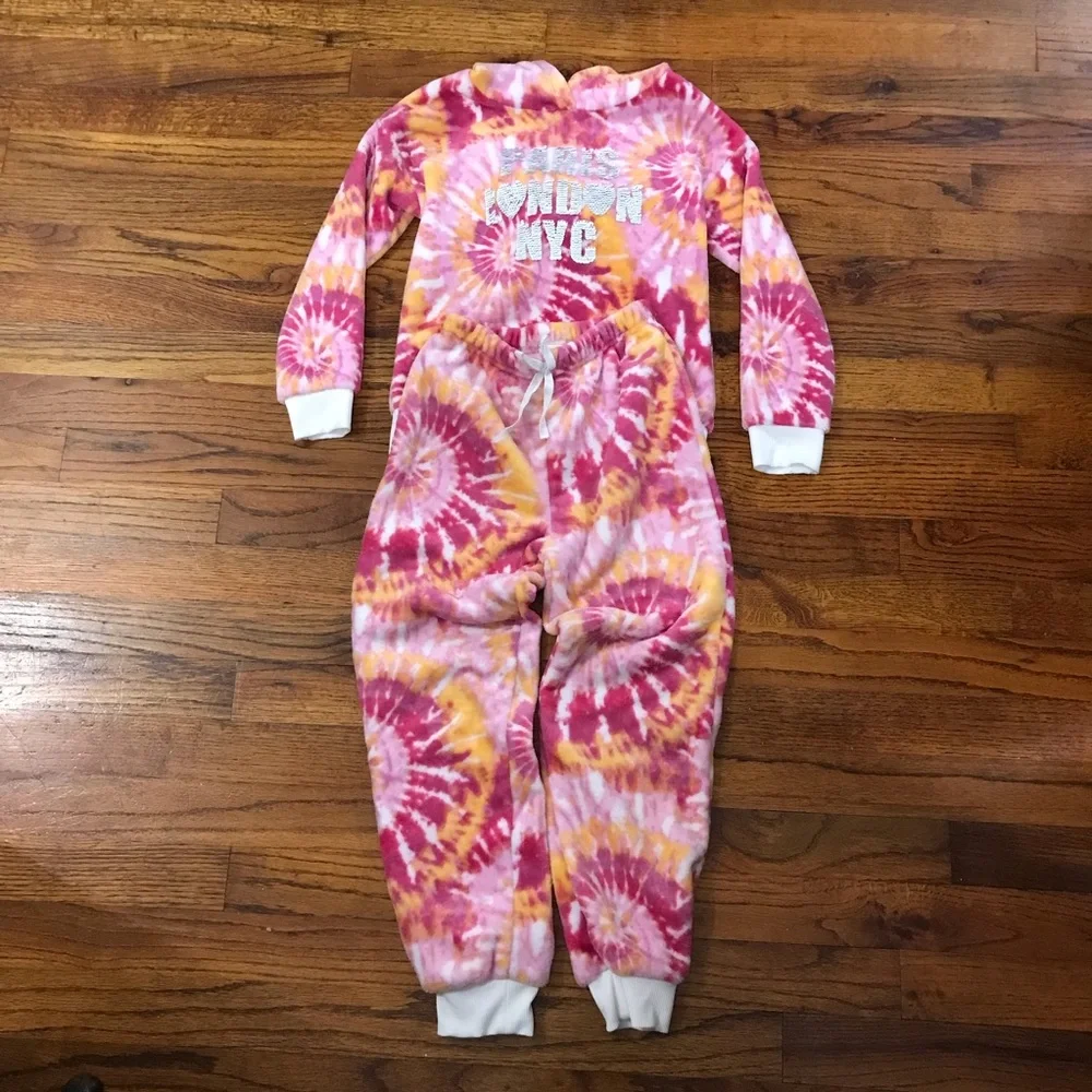 Hoodie Jogging Suit Outfit NWOT Loungewear Athletic Activewear Pajamas Tie Dye